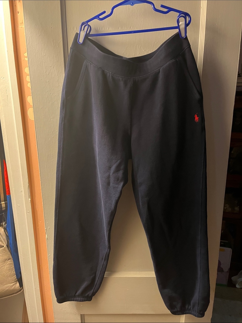 Ralph Lauren Kids Navy Sweatpants with Red Polo Emblem